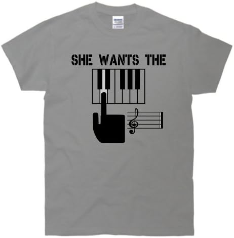 She Wants The "D" Piano Key Music Funny T-Shirt Large Sport Grey