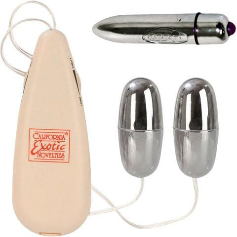 Bundle - 2 Items Pocket Exotics Double Silver Bullets Multispeed 2.1 Inch Silver NEW HIGH INTESITY SILVER BULLET VIBRATOR