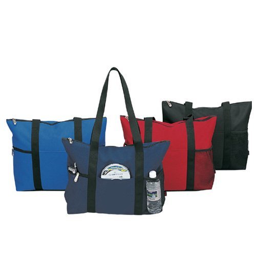 Zipper Travel Tote Sports Gym Bag, Red