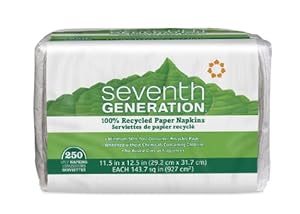 Seventh Generation Lunch Napkin, White Color, 1-ply, 250-Count Packs (Pack of 12)
