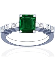 18K White Gold Emerald Cut Emerald Ring With Sidestones (GIA Certificate)