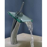 New 12 Chrome Square Style Waterfall Faucet Bathroom Vessel Sink