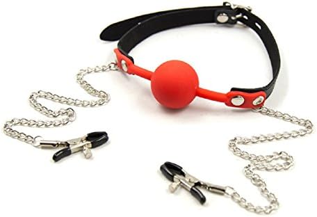 sexy black Breathable mouth Ball Gags with flexible Adjustable sexy Nipple Clamps breast nipple Clip