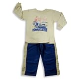 Mis Tee V-Us - Toddler Boys Long Sleeve Pant Set, Tan, Navy