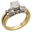 18K Yellow Gold and Platinum Diamond Wedding Ring Set (Center stone is not included)