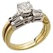 18K Yellow Gold and Platinum Diamond Wedding Ring Set (Center stone is…