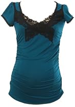 Lauren Kiyomi Butterfly Lace Maternity Top, XL, Teal