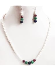 Single Strand Natural Precious & Fresh Water Pearl Beaded Designer Necklace with Free Earrings