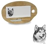 Wooden Cheese Board with Tile Insert featuring the Alaskan Malamute (12.75 inches)