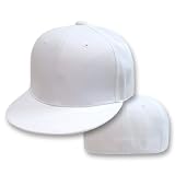 Plain Fitted Flat Bill Hat - White