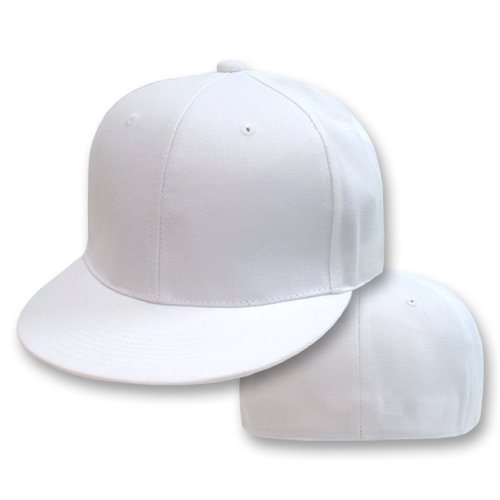 Buy Plain Fitted Flat Bill Hat – White