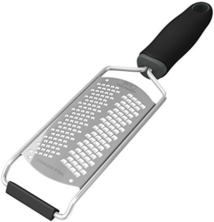 Pro Culinary Zester Grater - Professional Hand Held Stainless Steel Fine Grater With Silicone Handle And Blade Protector - Dishwasher Safe - Black