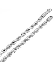 5MM Thick 14k Heavy White Gold Plated Rope Chain Necklace - Lifetime Warranty
