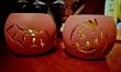 Halloween Terra Cotta Votives with Flickering LED Flameless Candles - Set of 2