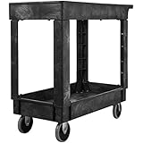 Service/Utility Cart, Two-Shelf, 17w x 38d x 31h, Black