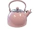 Kitchen & Housewares : Calypso Basics 2-1/5-Quart Enamel-on-Steel Whistling Teakettle with Glass Lid, Pink