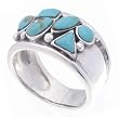 SilverBin Sterling Silver Cluster Style Multi-Shape Turquoise Band Ring