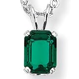 Simulated Emerald Sterling Silver Pendant