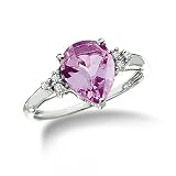 10KWG 1/10ct dtw 10x8mm Pr.shaped Cr. Pink Sapphire Ring