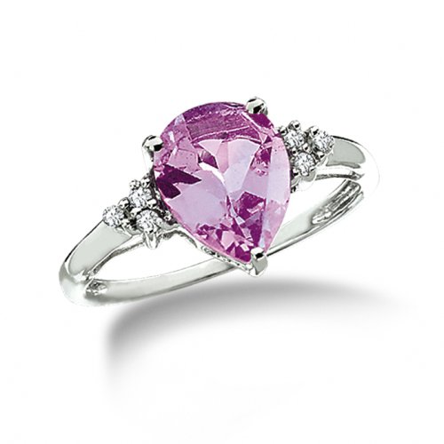 10KWG 1 10ct dtw 10x8mm Pr.shaped Cr. Pink Sapphire Ring
