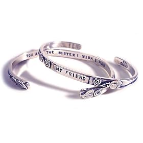 Engraved Sterling Silver Cuff Bracelet - "My Friend, You are the Sister I Wish I... by 