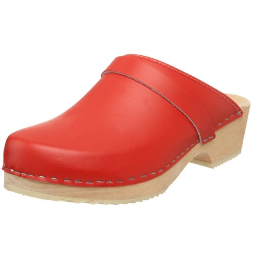 Cape Clogs Women's Holiday Red Wooden Swedish Clog,Red,7.5 M US(37.5 EU)