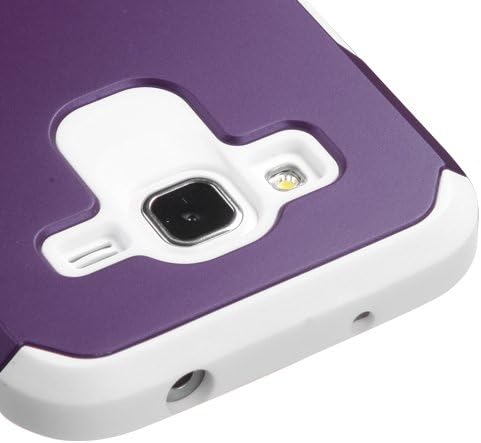 Samsung Galaxy Core Prime G360 / Galaxy Prevail LTE Case - Slim Hybrid Armor Case Dual Layer Shockproof Cover Protector TPU and Polycarbonate Shell (Includes Stylus Pen) For Galaxy Core Prime G360 / Galaxy Prevail LTE - Purple/White