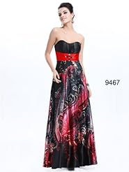 Strapless  Polyester Paisley  Dress With Rhinestones