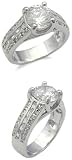 1.50 CZ ENGAGEMENT RING WITH BAGUETTE SIDES