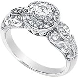 Gorgeous! Women's 14k White-gold 5.00mm (1/2CT) Moissanite .08CT TW Diamond Engagement Ring