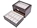 TMS Brown Leather 20 Grid Jewelry Watch Display Organizer Gloss Top Box Case Large