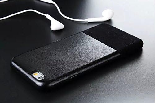 Tillwell Two Tone Premium Slim Cowhide Genuine Leather Back Case for Iphone 6 4.7", Slim Biocolor Genuine Leather Case for Iphone 6 with Best Workmanship (Black)
