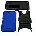 The3Knights[TM] HTC Desire 510 Armor Hybrid Kickstand Phone Case Cover + The3Knights[TM] Classic Stylus Pen (Holster Blue)