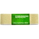Dritz Metallic Waistband Elastic, 1-3/4 by 2-Inch, White with Gold