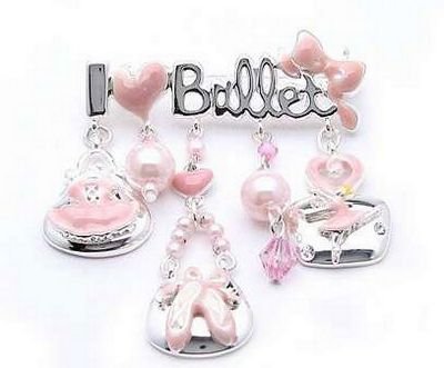 I Love Ballet Heart Ballerina Pink Purse Bar Pin Brooch