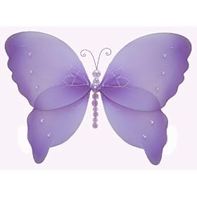 Purple Crystal Butterfly nylon hanging ceiling wall baby nursery room wedding décor