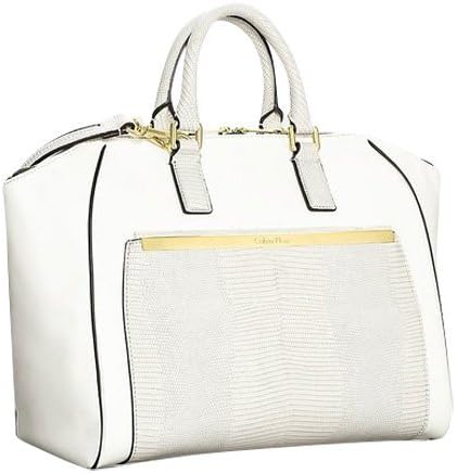 Amelia Dome Satchel Snake Texture Bag Ecru White
