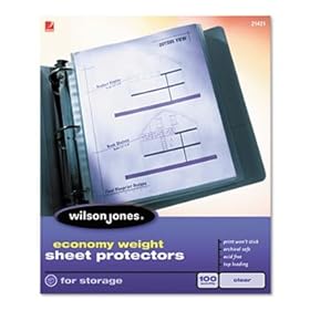 Economy Weight Sheet Protector, Non-Glare Finish, Clear, 100/Box