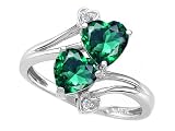 2.01 cttw 14k gold simulated heart shape emerald and diamond bypass ring