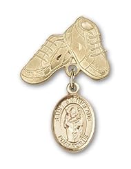 Gold Filled Baby Badge with St. Stanislaus Charm and Baby Boots Pin