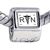 Registered Nurse Caduceus Rn Love Charm Bead Fits Pandora Bracelet