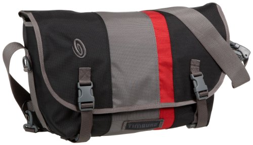 Timbuk2 D-Lux Race Stripe Laptop Messenger Bag,Black/Gunmetal/Rev Red,M