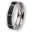 Black Enamel Flat Polished Titanium Ring (6.0 mm) - Sizes 6-13