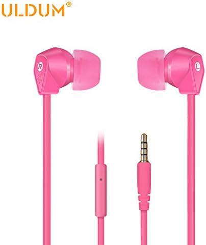 Wired Earbuds, ULDUM Stereo Noise Cancelling HiFi Super Bass Sweatproof In-ear Dual Driver Earbuds with Built-in Microphone for Music Players - Pink