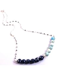 925 Sterling Silver Natural Blue Sapphire and Larimar Necklace, 18 1/4 Inches