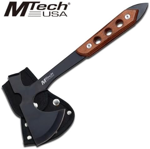 Mt-602pk M-tech Battle U25q2fft911s / Tactical Axe 26oqt57e4 Pakkawood Handle "10""" with Case Steel Fixed Knife Fix Blade Hunt Camping Camp