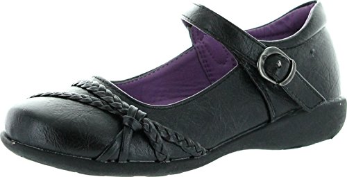 School Rider Girls Nicki-577E Hemp Decor Mary Jane Buckle Strap School Uniform Shoes