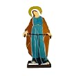 Virgin Mary in Fused Glass, Light Blue and Amber / Iron Candle-holder Base
