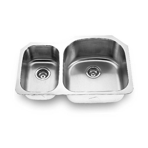 Vigo Industries VG3121R Double Bowl Undermount Kitchen Sink, Steel