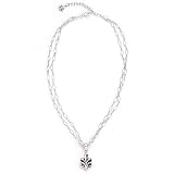 Barse Signature Sterling Silver Fleur Double Chain Necklace